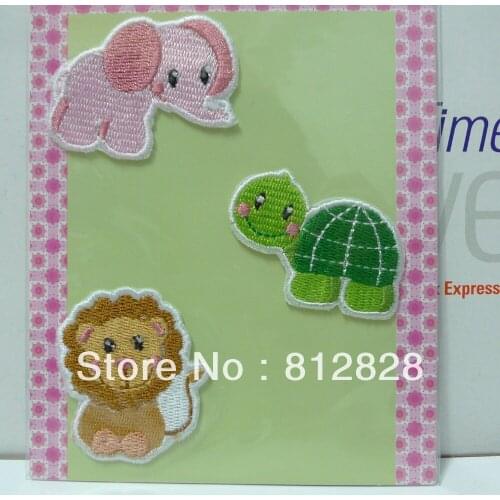 5sets 3pcs/Sets Elephants Turtle and Lion Iron-on Embroidered Patch