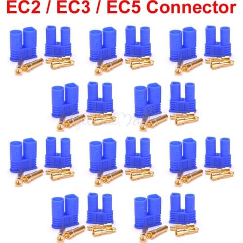 5pair / 10pair EC2 EC3 EC5 Male Female Type Battery Connector Golden Battery Connector Bullet Plug For RC Accessories