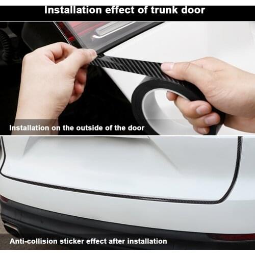 5cm*3m Universal Car Trunk Door Guard Strips Sill Protector Rear Bumper Guard Carbon Fiber Rubber Mouldings Pad Trim