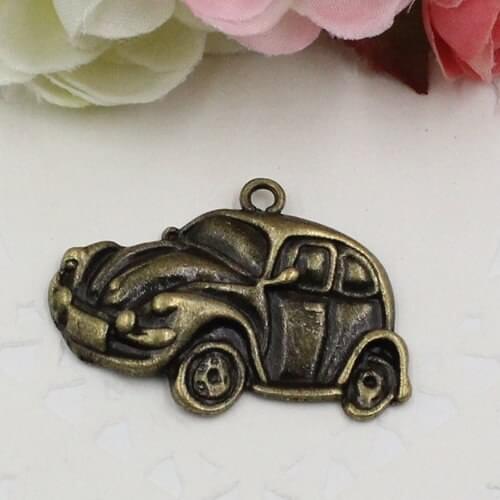 50pcs/lot Metal Zinc Alloy Antique Bronze Motor vehicle Charm Pendant For Necklace DIY Jewelry Making Accessories 38x27mm k03615