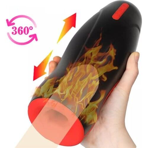 Automatic Telescopic Heating Masturbation Cup Vibrator For Men Realistic Vagina Strong Suction Vibration Voice Masturbator Cup