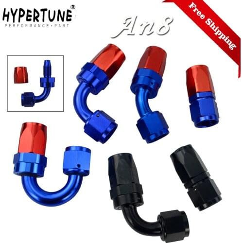 Free Shipping AN8 Oil Fuel Swivel Hose Anoized Aluminum Straight Elbow 45 90 180 Degree Hose End Oil Fuel Reusable Fitting