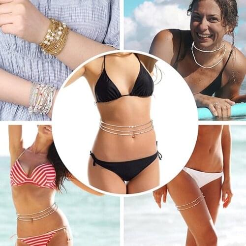 Bikini Jewelry Chains Belly Beads Waist Bead Chains 3 Pieces Body Chain Set K3ND