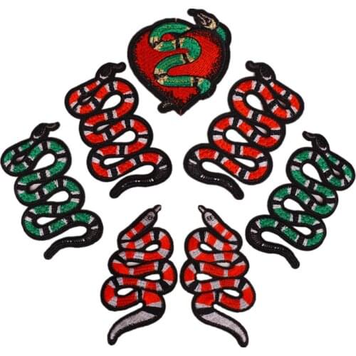 Sequined Snake Heart Patch Punk Iron On Patch DIY Applique Badge Sequin Patches Rock Patch Appliques Sequin Cloth Decorations