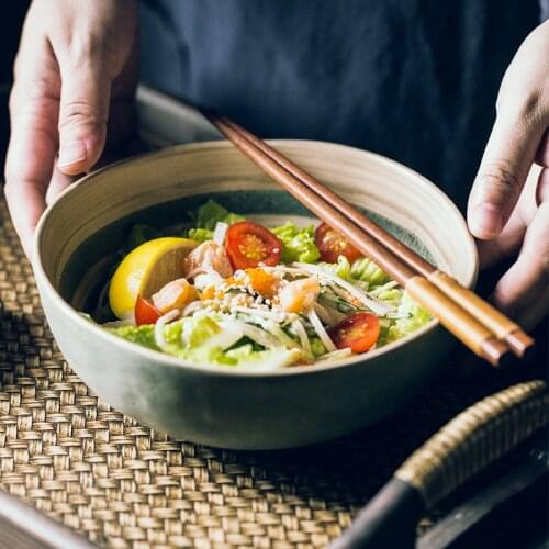 Large Japanese Ceramic Bowl Creative Irregular Household Personalized Ramen Bowl Dumpling Bowl Soup Bowl Beef Noodle Bowl
