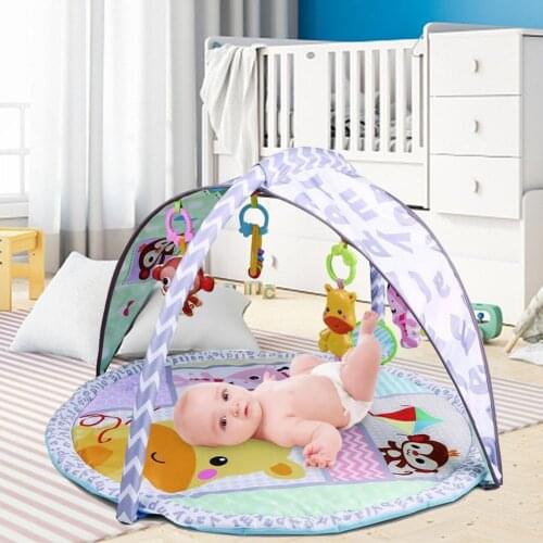 Large Baby Gym Play Mat Toddler Game Pad With Protective Awning Baby Crawling Activity Rug Early Education Crawling Game Mat