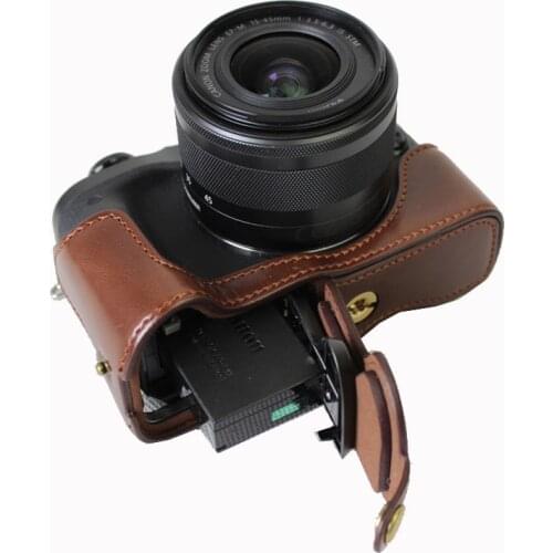 PU Leather Case For Canon EOS M6 Half Body Set camera bag protective cover with Battery Opening