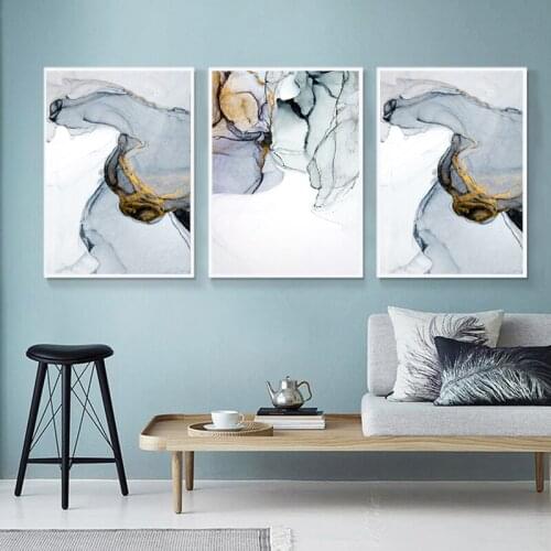 Gold Silver Color Marble Vein Abstract Canvas Painting Poster Print on Canvas Wall Painting Wall Art Pictures For Living Room