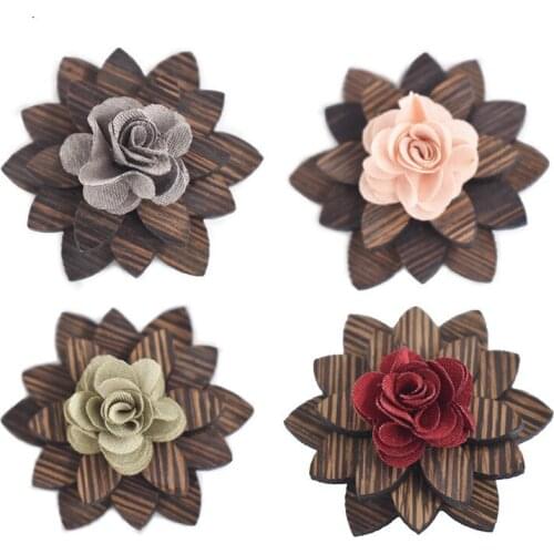 Elegant Wenge Wooden Bow Tie Accessories Gentleman Groom Bow Ties Handmade Corsage Wedding Party Brooch