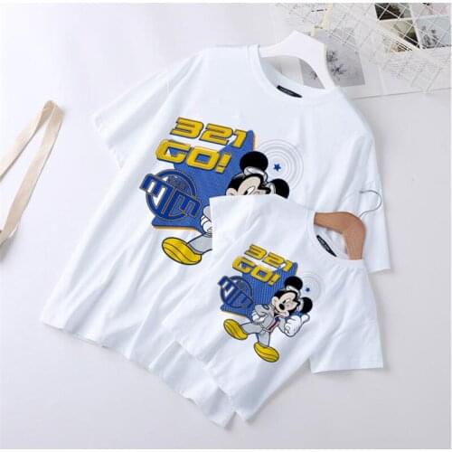 Mickey Mouse Print T-Shirt Family Matching Clothes Mother and Daugther Matching Tshirt Summer Family Looks Baby Kid Girl Clothes