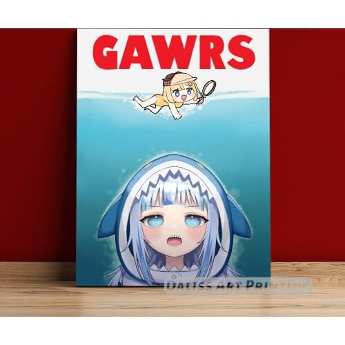 Canvas Anime Gawr Gura Pictures Home Decoration Paintings Poster HD Prints Wall Art Modular Living Room Framed