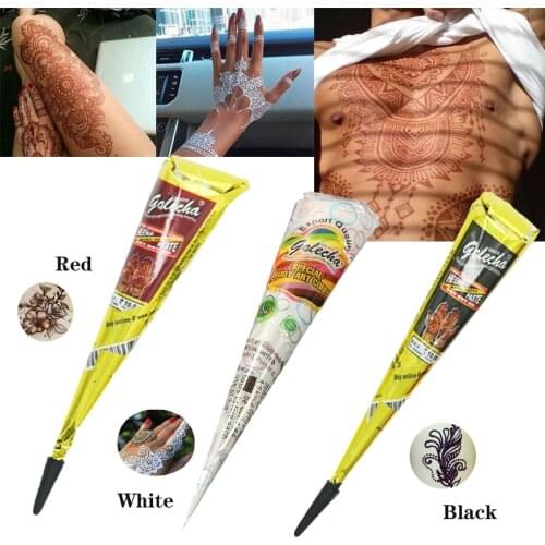 Henna Cones Tattoo Paste Waterproof Indian Body Paint Henna Art Cream Cone For Stencil Mehndi Body Art
