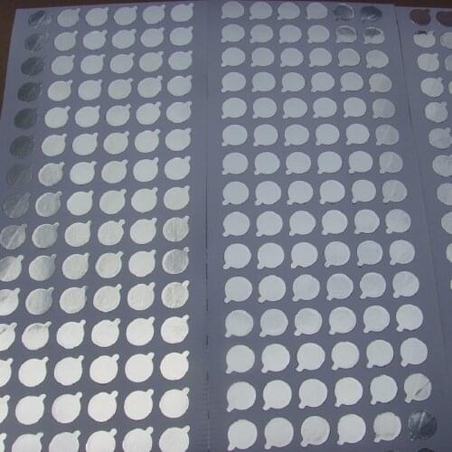 10sheets/lot 9/11/15/22/38mm Silver round aluminum foil Sticker label , Round circle sticker