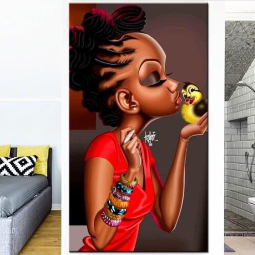 Square round diy Diamond painting Africa little girl kiss duck picture of rhinestone embroidery cute angel baby room art