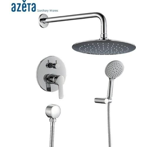 Brass Wall Mounted Concealed Faucet Chrome Plated 8inch Shower Head Bathroom Shower Set With Plastic Hand Shower MK-B162