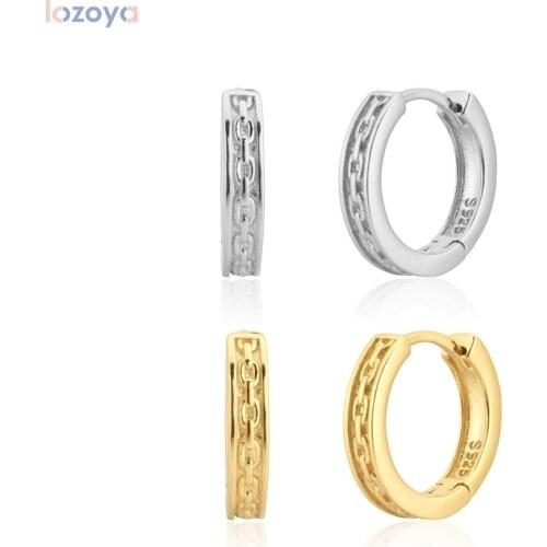 Lozoya 925 Sterling Silver Piercing Pendiente Big Hoops Women Fashion Circle 15mm Large Jewelry Rock PunkJewels Clips