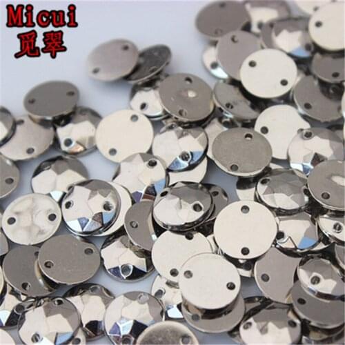 Micui 200PCS 8mm Round Rhinestones Sew On Acrylic Crystals Stone Sewing Flatback Appliques for Crafts Clothes MC733G