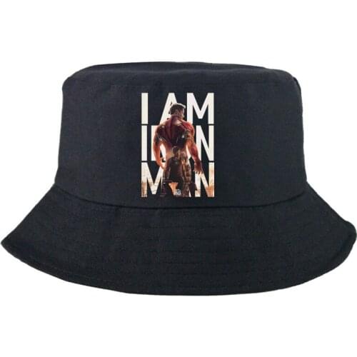 Disney Marvel Iron Man Fashion Bucket Hat Sunscreen Outdoor Panama Cap Street Fedoras Double-sided Graphic Fisherman Hat Casual