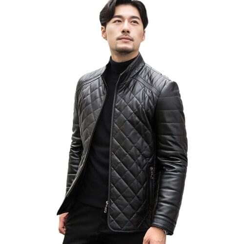 Genuine Leather Autumn Short Down Cotton Winter Jacket Men Sheepskin Coat Mens Jackets and Coats Chaqueta ND1155