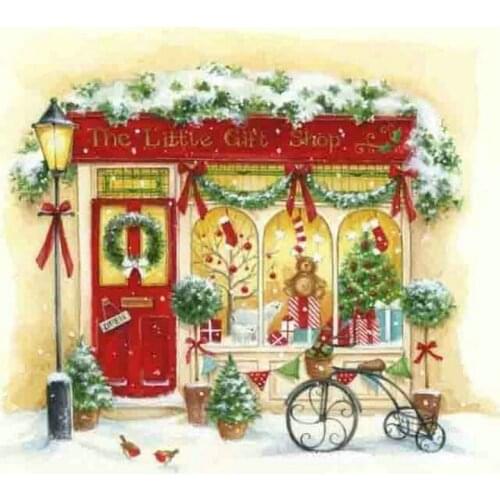 New 5d diy diamond painting christmas picture 3d diamond mosaic winter landscape full square rhinestone home decor 50x50cm