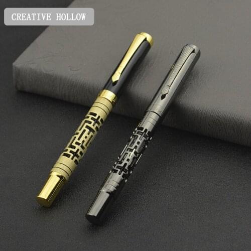 Luxury Creative Hollow Refillable Fountain Pen 0.5mm Office Stationery Nib School Student Gift Customized Logo Metal FountainPen