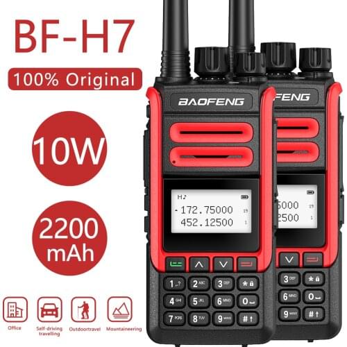 2pcs Baofeng BF-H7 Walkie Talkie 10W High Power Tri-power 10/5/1W Dual band UHF VHF Transmitter Upgrade of UV-5R Two Way Radio