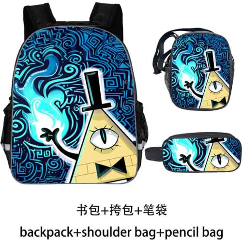 3Pcs/Set Printing Gravity Falls School Backpack Cartoon Kids Schoolbag Teenagers Girls Boys Bookbag Children Mochilas