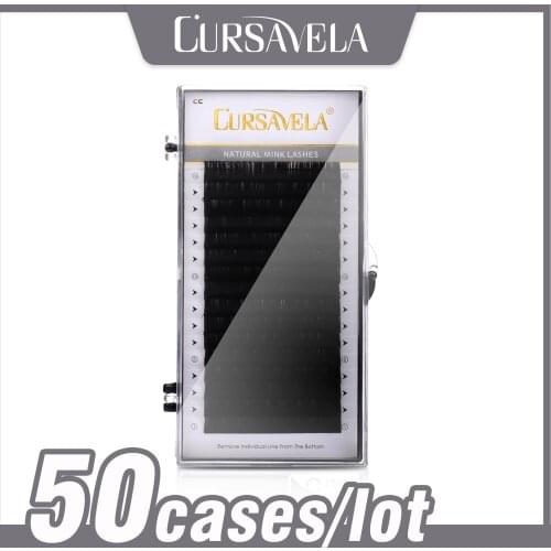 Cursavela Natural Grafting Eyelash Handmade Soft Fake Individual Natural Extension Eyelashes 50 Case/lot Profession 16 Rows Lash