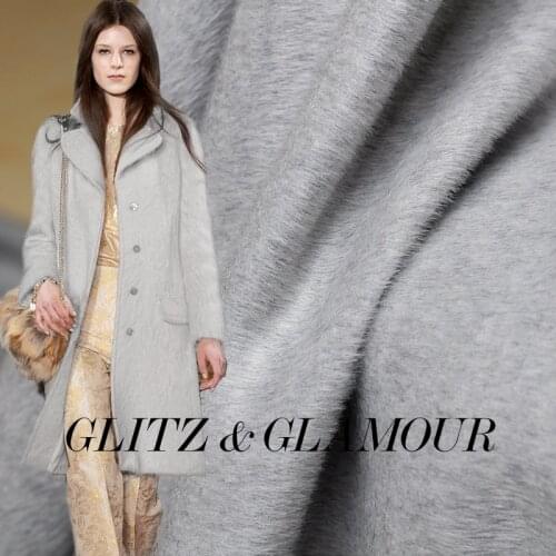 Light Grey Alpaca Wool the cloth high quality over coating Garment Materials Winter overcoat DIY clothes fabrics Freeshipping