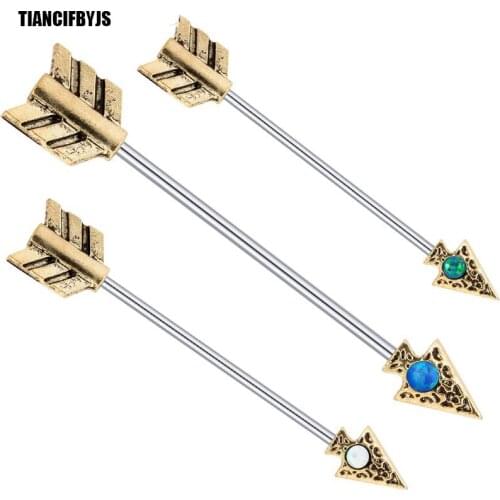 TIANCIFBYJS Industrial Barbell Earring Arrow Ear Cartilage Tragus Piercing Body Jewelry 14G Stainless Steel 20 Pcs Mix 3 Color