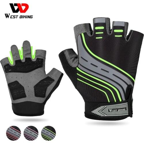 WEST BIKING Cycling Fingerless Gloves Anti Slip Shockproof Short Gloves Breathable Soft Outdoor Sports Fitness Gloves Men Women