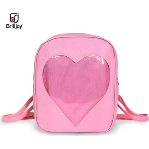 Brilljoy 2018 Candy Transparent Love Heart Shape For Teenager Girls Book Bag Backpacks Harajuku School Backpack Shoulder Bags