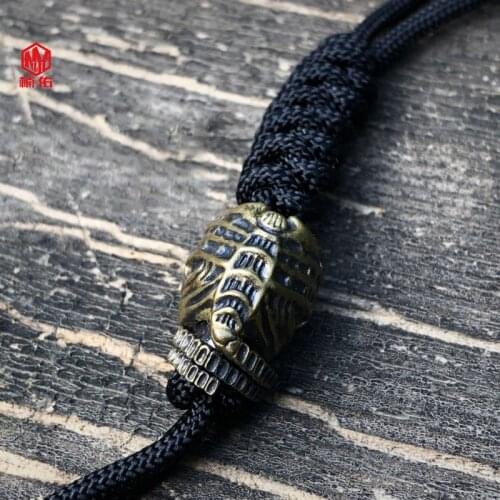 1PC Original Handmade Alien 925 Silver Brass EDC Paracord Beads Lanyard Pendants Knife Beads Umbrella Rope Cord Beads Pendants
