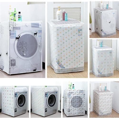 PEVA Dust Proof Cover Washing Machine Cover Waterproof Case Sunscreen Washing Machine Protective Dust Jacket Front Top Open 1PC