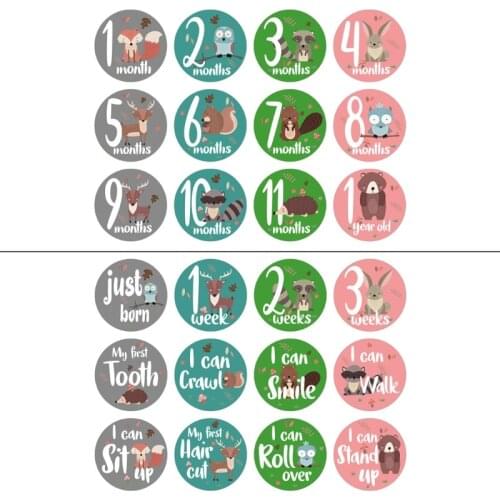12Pcs Month Sticker Baby Photography Milestone Card Newborn Monthly Commemorative Stickers Props
