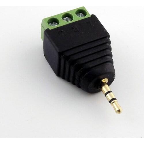 1x Gold Plated Connector 2.5mm Stereo Male TRS Plug to AV Screw Video Balun Screw Terminal Adapter