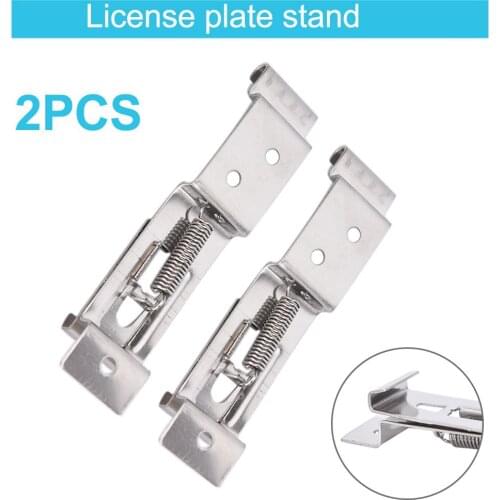 2Pcs Stainless Steel Car License Plate Frame Holder Spring Loaded Bracket Clamps Trailer Number Plate Clip For Truck Trailer Car