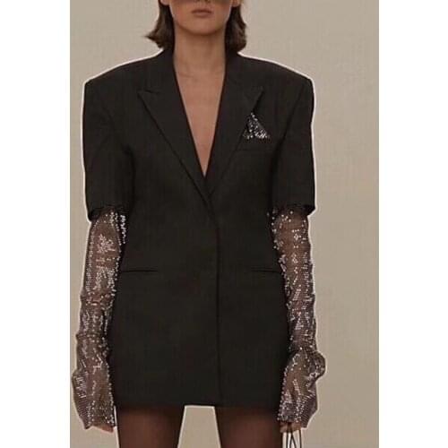 2021 Fashion Women Black Long Sleeve V Neck Party Dress