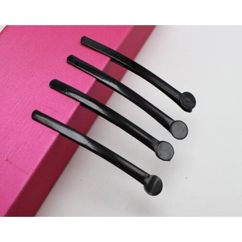 30 Black Metal Flat Top Curved Bobby Hair Pin Clips Barrette 62mm with 8mm pad