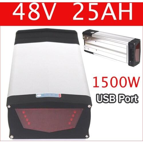 48V 750W 1000W 1500W Electric Bicycle Battery 48V 25Ah NCR18650PF cells Lithium Battery with USB 2.0 Port 48v 8fun battery