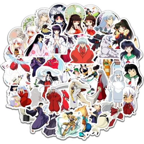 50pcs/set Cartoon Anime Inuyasha Sticker Waterproof Suitcase DIY Laptop Guitar Skateboard Toy Lovely Sticker