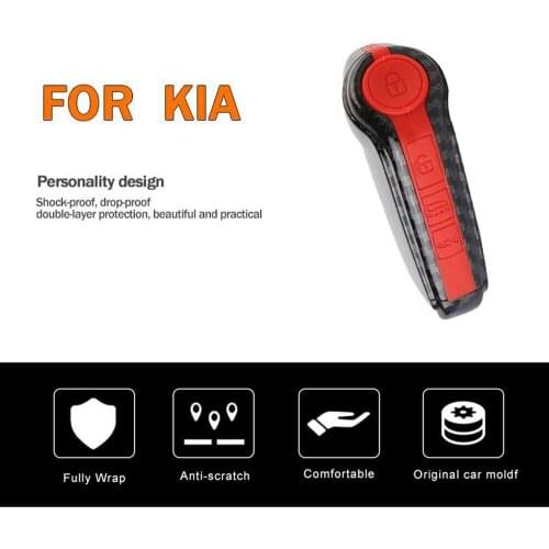 ABS carbon fiber key case For Kia Stinger K900 Silicone Remote Key Case Fob Shell Cover Skin Holder Protector key bag