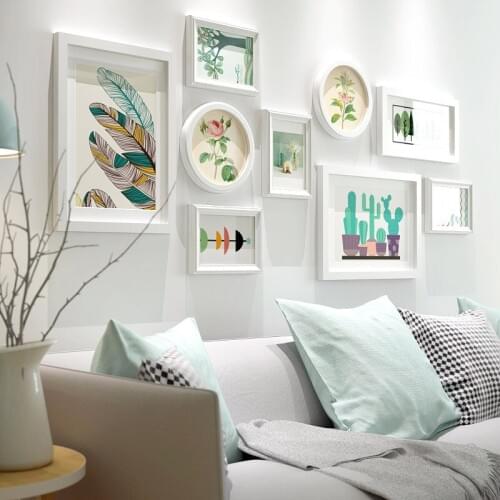 9pcs White Photo Frames For Home Living/Dining Room Wall Decor Modern Picture Frames Set Hanging Photo Frame marcos para fotos