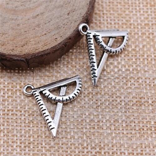 Free shipping 46pcs 18x24mm antique silver ruler charms diy retro jewelry fit Earring keychain hair card pendant accessories