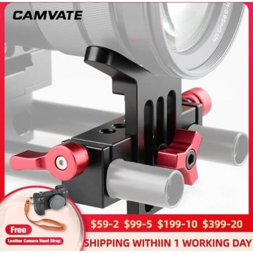 CAMVATE Universal Camera Lens Support With Standard 15mm Double Rod Clamp Rail Block For DSLR Camera Rig Shoulder Support System