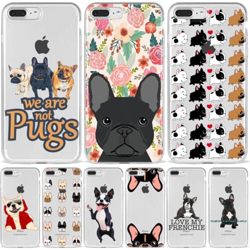 Phone Case For iPhone XR XS11 12 Mini Pro MAX 8 7 6 S Pug French Bulldog Silicone Soft Back Cover For Apple iPhone 8 7Plus Case