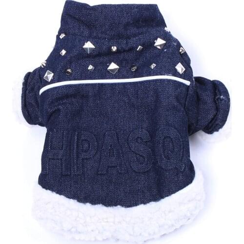 Denim Pet Dog Fleece Coat Jacket Cat Puppy Winter Warm Clothes Apperal for Dogs Cats Small Medium