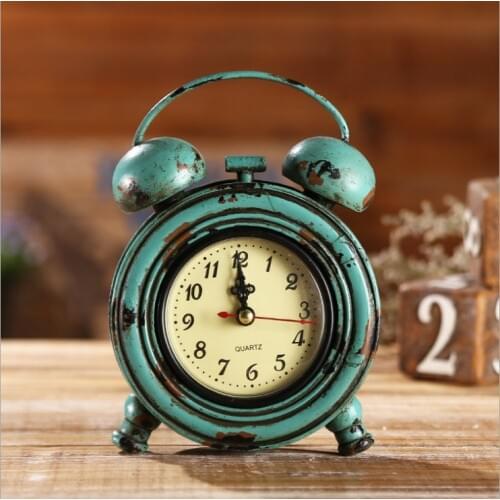 European American Country Retro Alarm Clock Creative Personality Home Decoration Table Clock Desktop Bar Cafe Study Room