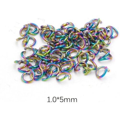 Fnixtar 1*5/7mm 1.2*7mmRainbow Color Stainless Steel Open Jump Ring DIY Jewelry Finding Open Single Loops Split Ring 100pcs/lot