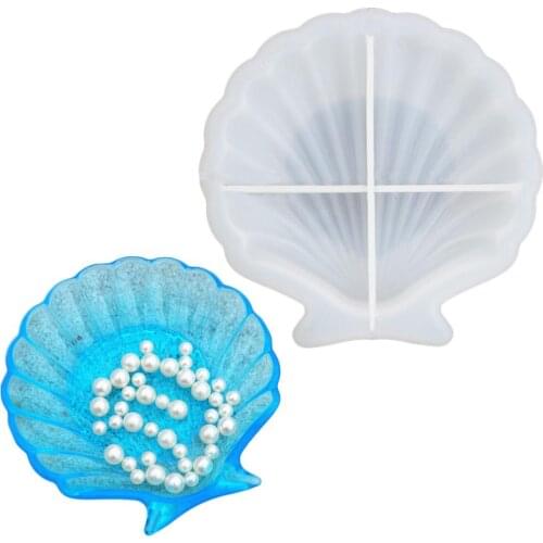 Resin Mold Ocean Shell Dish Mold Crystal Resin Plate Mold Food Serving Dish Silicone Casting Mould For DIY Crafts